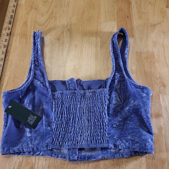 NWT Wild Fable Periwinkle Blue Velvet Stretch Corset Top Sleeveless Large - Picture 8 of 9
